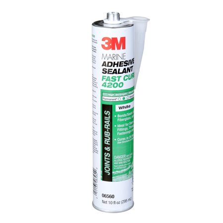 3M Marine Adhesive Sealant 4200FC, Fast Cure, White, 295 mL Cartridge, 12/Case 7100006227